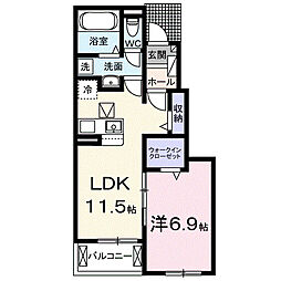 ＫＡＳＨＩＷＡ 1階1LDKの間取り