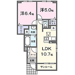ニコリヴI 2LDKの間取図画像