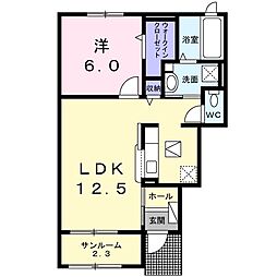 ジャンティ　Ｂ 1階1LDKの間取り