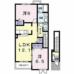 サンライズ貴園Ｂ 2階2LDKの間取り