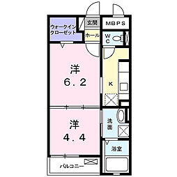 ラフレシール・ジュネス 1DKの間取図画像
