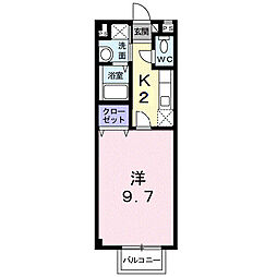 カサデルソール 1階1Kの間取り