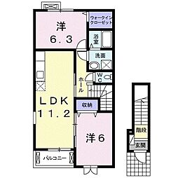 セントラルアバンツアートA 2LDKの間取図画像