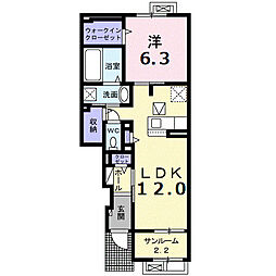 ジュリピコ 1階1LDKの間取り