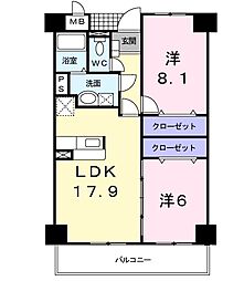エテルノ・フィオ−レ 6階2LDKの間取り