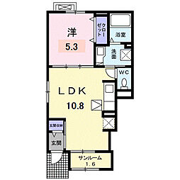 メンリッヒェン・ウッド 1階1LDKの間取り