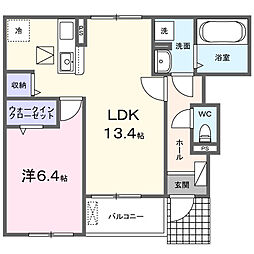 カーサ リアン 1LDKの間取図画像