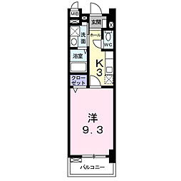 アルカンシェル23 1Kの間取図画像