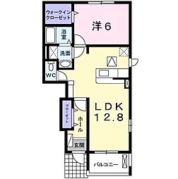 フリーデ 1階1LDKの間取り