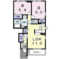 プランドールソフィア 2LDKの間取図画像