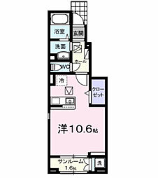 ＧＲＡＮ・Ｍ 1階ワンルームの間取り