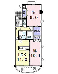 フォルシュＴ 4階2LDKの間取り