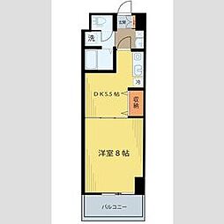 ベルシティ榴ヶ岡 8階1DKの間取り