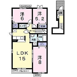 サン・ヒルズＥ 2階3LDKの間取り