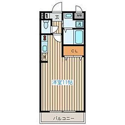レーベンス柏木 106 1階ワンルームの間取り