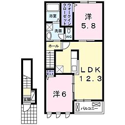 ベルグレンヌ 2LDKの間取図画像
