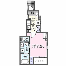 ベルソレイユ青木 1Kの間取図画像