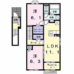 クレストII 2LDKの間取図画像