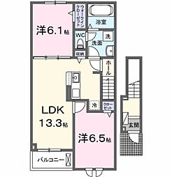パークアクシス藤岡・A 2LDKの間取図画像