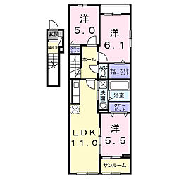 エリオス 3LDKの間取図画像