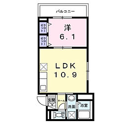 カルフール 1LDKの間取図画像