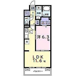ルポン ボヌール 1LDKの間取図画像