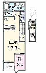 エターナル ヴィレッジII 1LDKの間取図画像