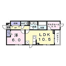 カーサ ソラティオ 1LDKの間取図画像