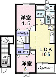 プロムナードC 2LDKの間取図画像