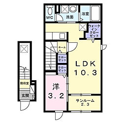 ソレイユ フルール III 1LDKの間取図画像