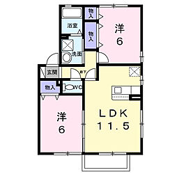 アベリアタウンB 2LDKの間取図画像
