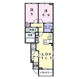 エレガンス メゾン II 2LDKの間取図画像