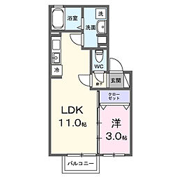 ブライトコート陽 1LDKの間取図画像