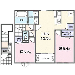 フローラル 2LDKの間取図画像