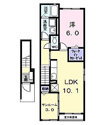 メゾンHIKARI 1LDKの間取図画像
