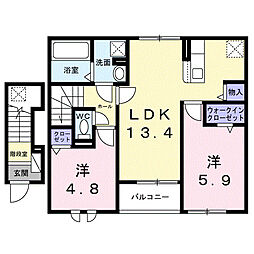 久米アパート(025554201) 2LDKの間取図画像