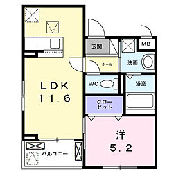 ソレイユ八条春日 1LDKの間取図画像