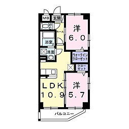 コーポヤカ フォース 2LDKの間取図画像
