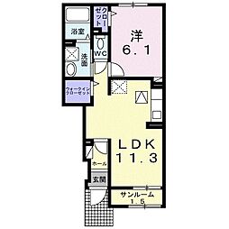 ベルヴィオラドゥ 1LDKの間取図画像