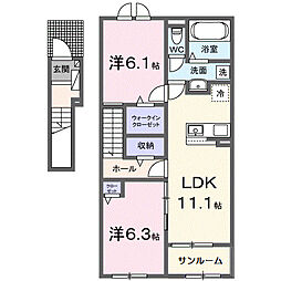 メゾン ド ソアレI 2LDKの間取図画像