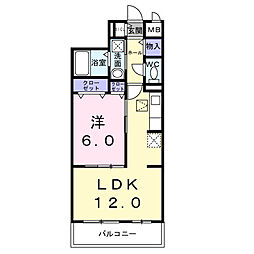 サザンエステート中須 1LDKの間取図画像