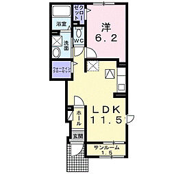 カーサフロイデ 1LDKの間取図画像