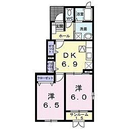 エトワールA 2DKの間取図画像