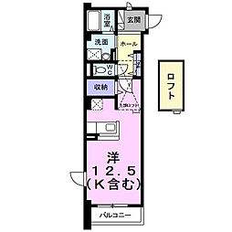 ポワール ワンルームの間取図画像