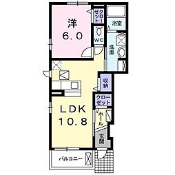 ウエストA 1LDKの間取図画像