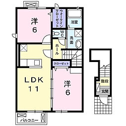 レジデンス久居2 2LDKの間取図画像