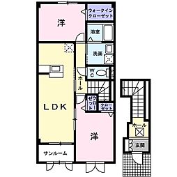 サンローレル3 2LDKの間取図画像