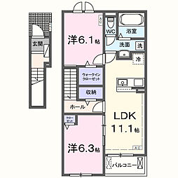 シャノワール 2LDKの間取図画像