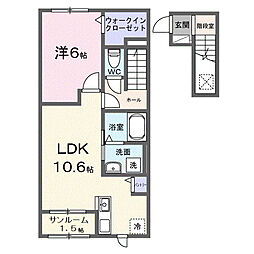 ミニョン フロル A 1LDKの間取図画像