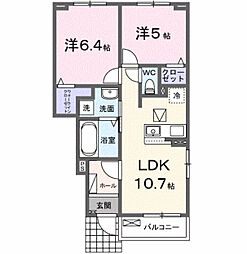 富竹新田アパート(028367401) 2LDKの間取図画像